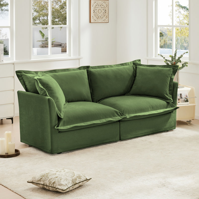 Canapé à 2 places en chenille simple Comfy - Housse amovible, conception à coussin profond pour les petits espaces et les appartements