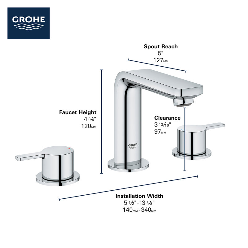 Lineare™ Widespread Bathroom Faucet with Drain Assembly, Chrome