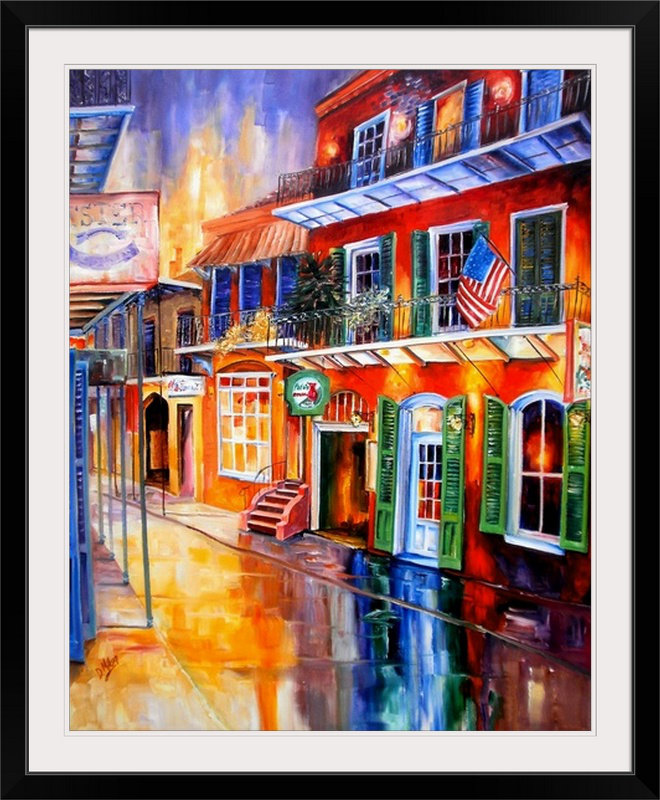 «Bourbon Street Red» par Bebe, reproduction d'art, H 32 po x l 27 po x P 1 po, Cadre noir