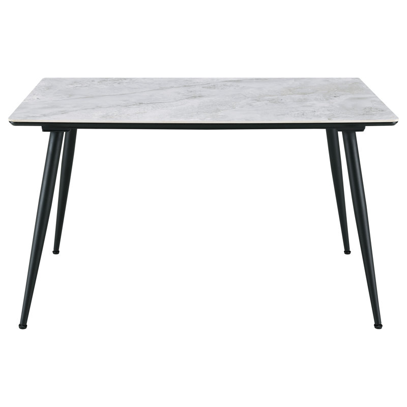 Table de salle à manger à plateau rectangulaire gris en céramique 55 pouces