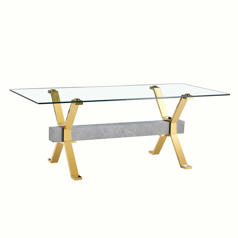 Kaspen Rectangular,dinning table,dining room table, 79" L x 39" W, Gold