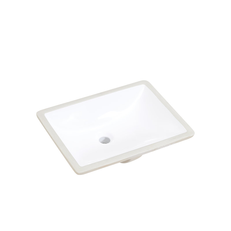 Lavabo de salle de bain carré encastré en céramique blanc avec trop-plein