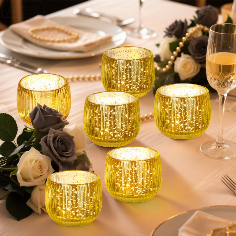 Bougeoirs en verre doré Votive (6 paquets)