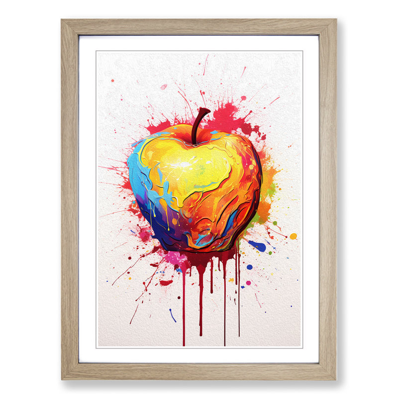 Apple Gestural - Framed Print, Oak , 64cm H x 46cm W x 2cm D
