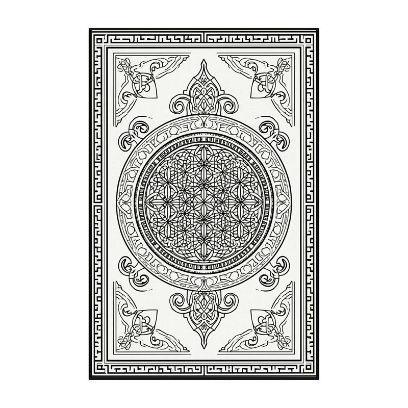 Machine Washable Wynsum Classic Oriental Rug in Beige – Black Binding, 2x3