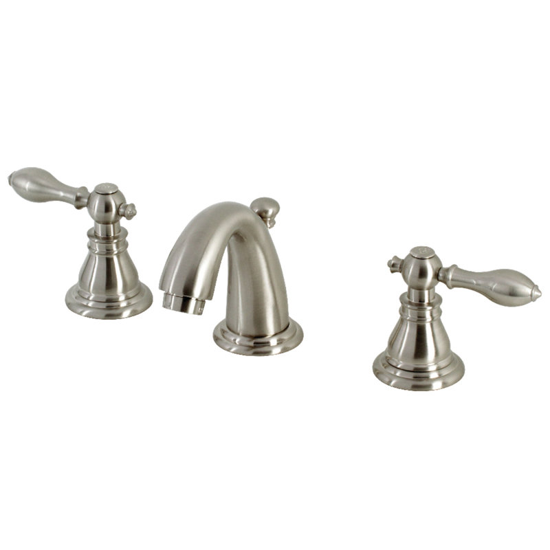 Robinet de salle de bain à large entraxe avec bonde, Nickel brossé