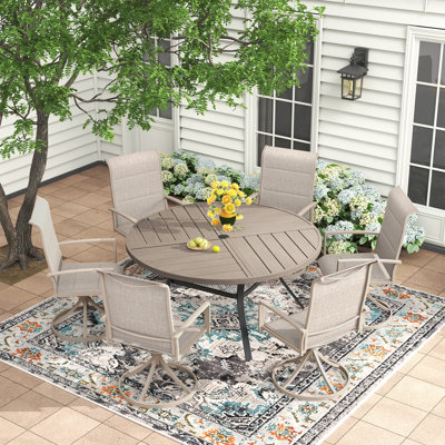6-Person Outdoor Patio Dining Set With Swivel Chair