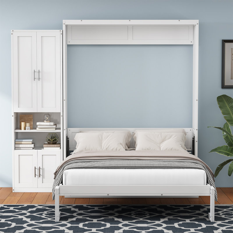 Murphy Bed With 1 Side Cabinet Storage Shelf