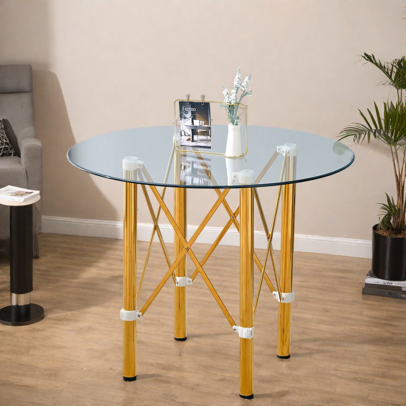 Tables de salle à manger portatives (table seulement, sans chaises, avec plateau et pieds), maison moderne en verre et métal