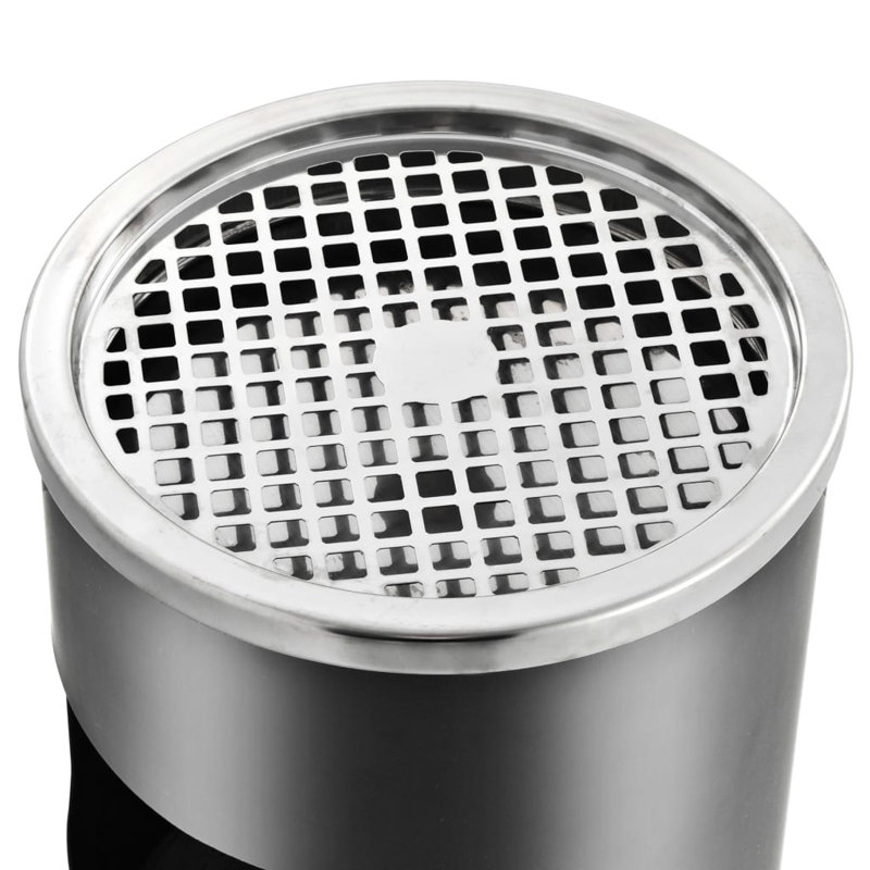 vidaXL Ashtray Dustbin Hotel Storage Waste Bin Trash Can 7.9 gal Stainless Steel, Grey