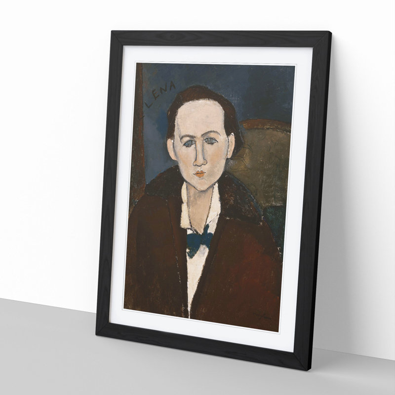 Elena Povolozky by Amedeo Modigliani - Picture Frame Painting, Black Framed, 65cm H x 48cm W x 2cm D