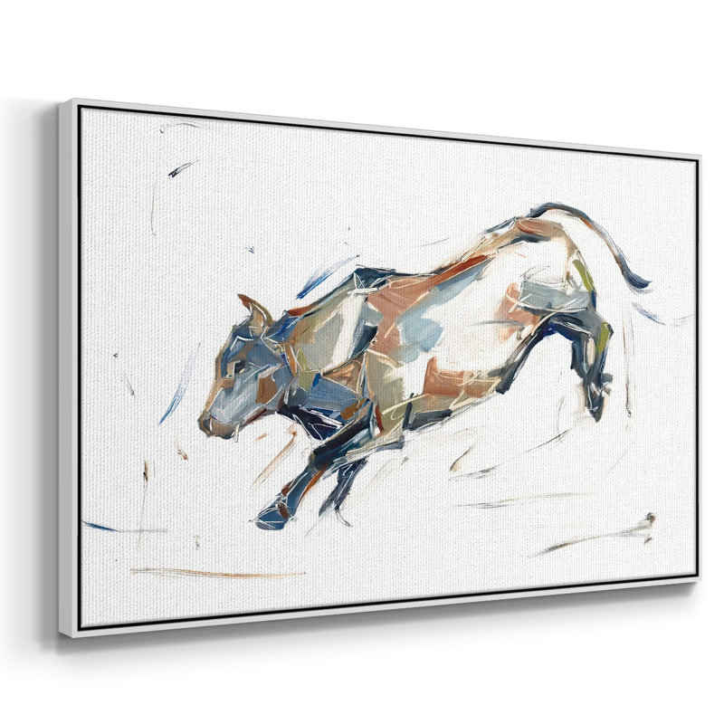 Modern Bull Study II, reproduction d'art sur toile, H 25 po x l 37 po x P 2 po, Blanc