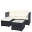 Ensemble de canapé de patio 5 pièces en rotin et osier avec table basse et repose-pieds