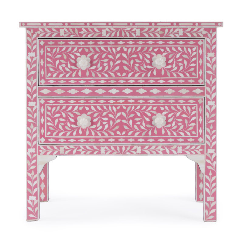 Vivienne Pink Bone Inlay Accent Chest