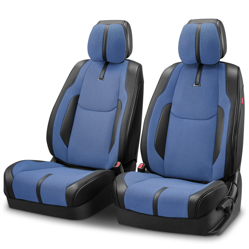 Front Row Seat Covers Universal Waterproof Polyester For Cars Suvs Trucks Airbag Compatibility​​, Black/Blue