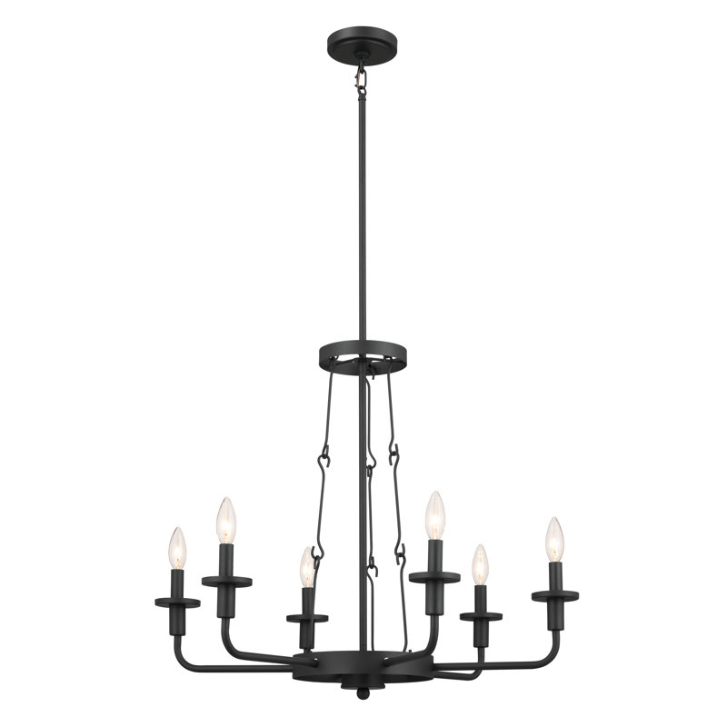 Vetivene 6 - Light Dimmable Classic / Traditional Chandelier, Textured Black