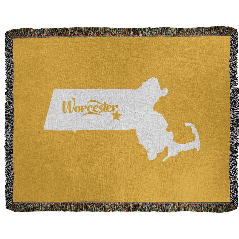 Jeté en coton tissé worcester massachusetts, l 37 po x L 52 po, Jaune
