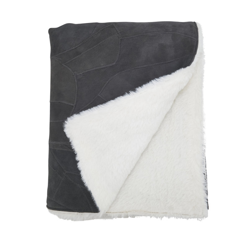 Jeté en cuir Artisan Patchwork, Gris foncé