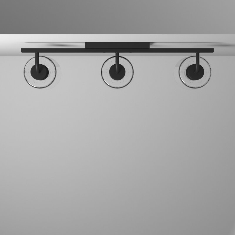 Matte Black Steel and Glass 3-Light Dimmable Vanity Fixture