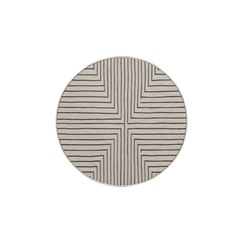 Tapis beige lavable à la machine, Rond 4 pi