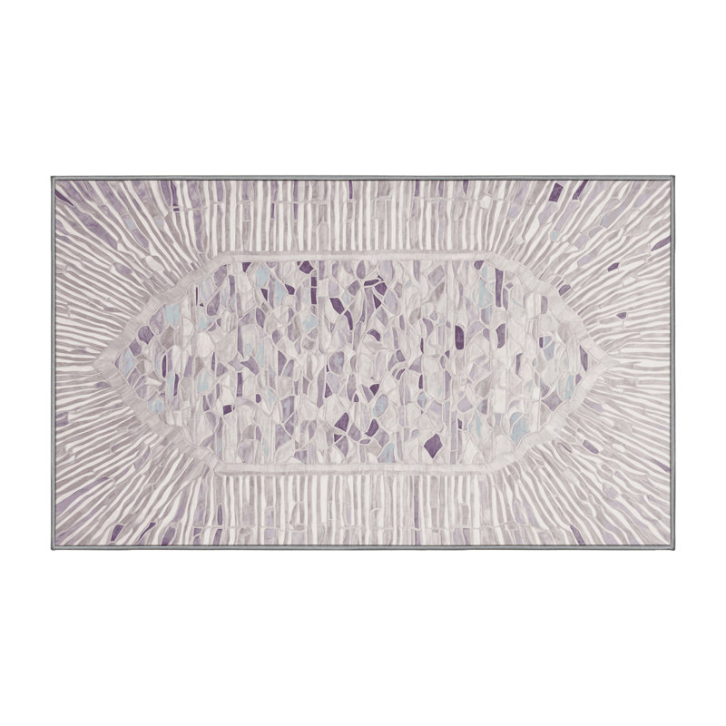 Machine Washable Gray Area Rug, Rectangle 5' x 7'