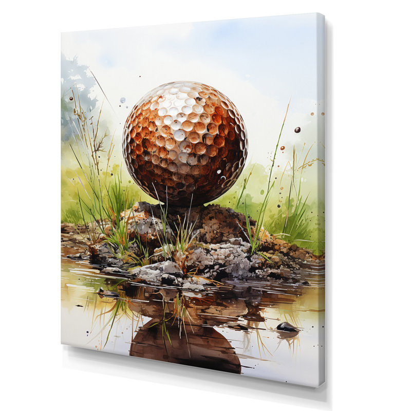 Minimalisme Golf Ball II - art mural toile de golf, H 20 po x l 12 po x P 1 po, Toile tendue