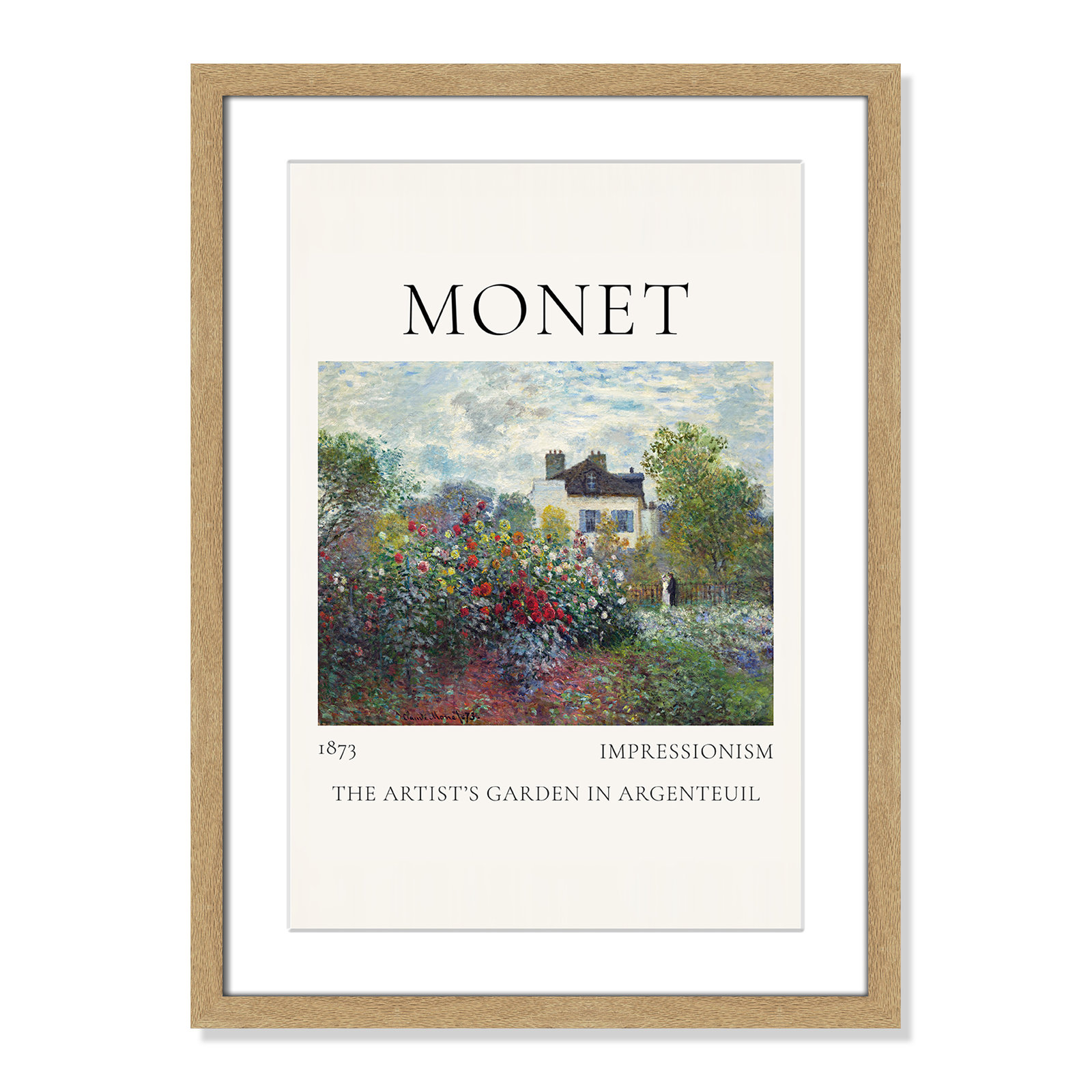 Rocchetto "Artists Garden in Argenteuil" Print, Natural Single Picture Frame, Yes, 23" H x 17" W x 1.25" D