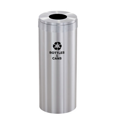 Glaro RecyclePro Value Recycling Receptacle for Bottles and Cans - 15 gal - All Satin Aluminum finish