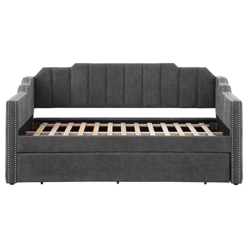 Lit de jour simple rembourré gris anthracite