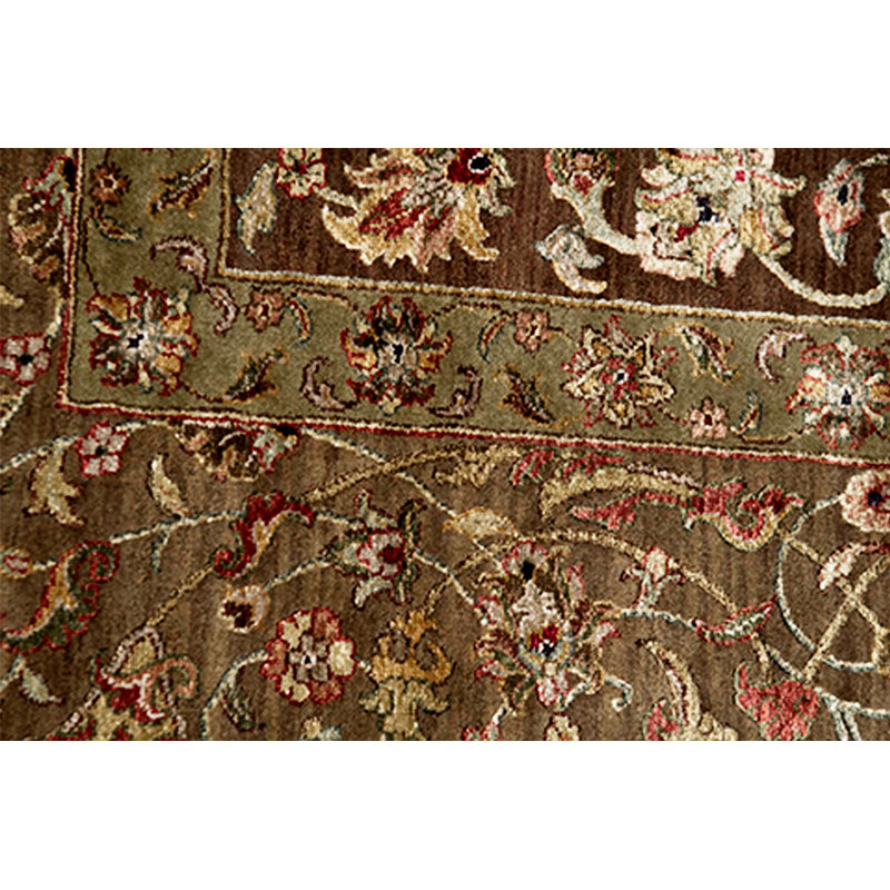 Tapis brun et crème noué à la main de haute qualité
