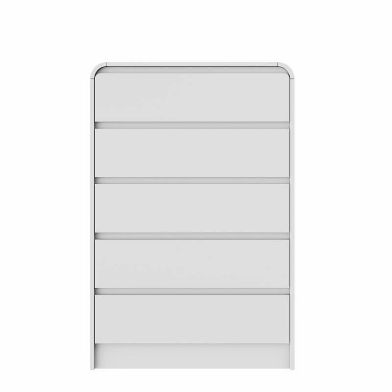 73cm W 5-Drawer Chest with RGB LED Light, Modern Minimalist Tall Dresser,  White