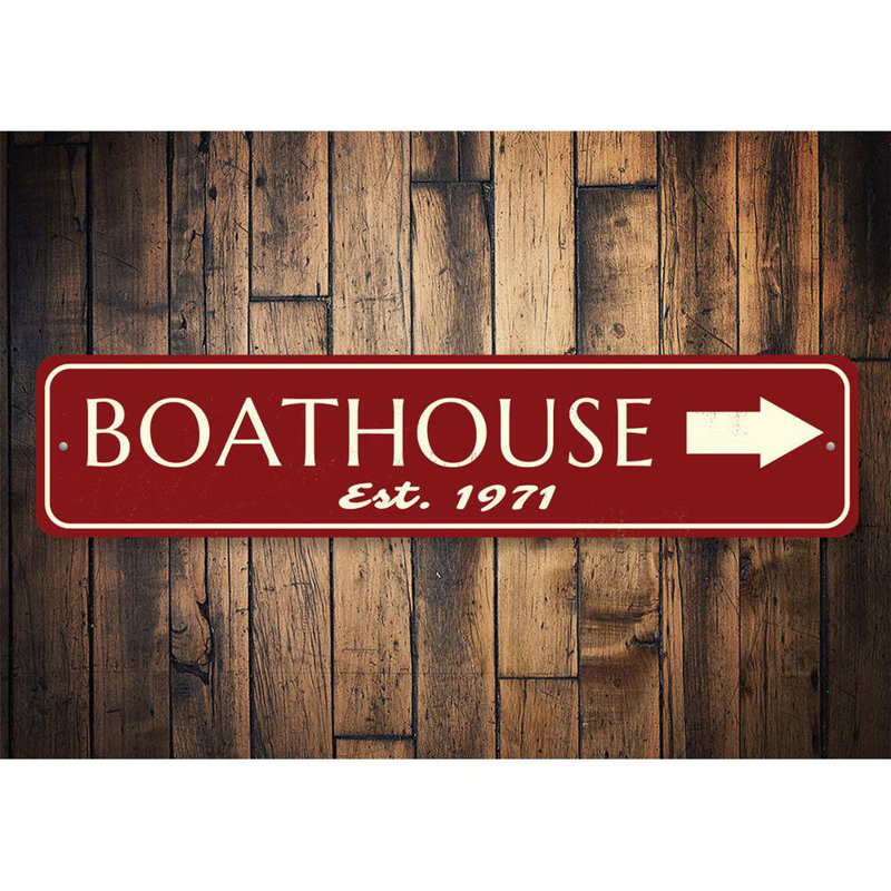 Enseigne en aluminium Est Date Boat House, H 4 po x l 18 po x P 0,04 po