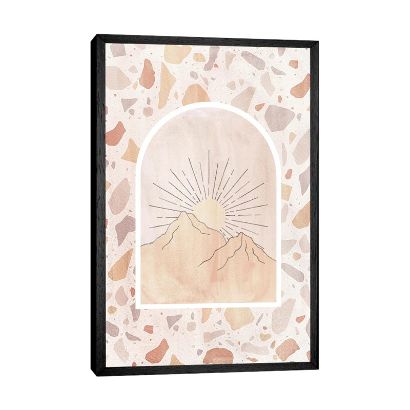 Terrazzo Boho Sunrise by Whales Way - Painting on Canvas, Black Framed, 101.6cm H x 66.04cm W x 3.81cm D