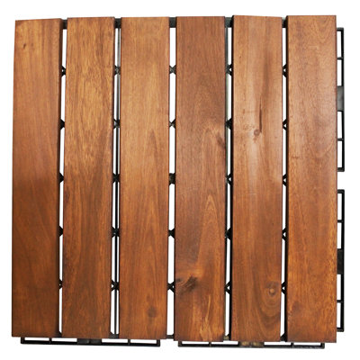 11.81'' L x 11.81'' W Wood Interlocking Deck Tile in Light Brown