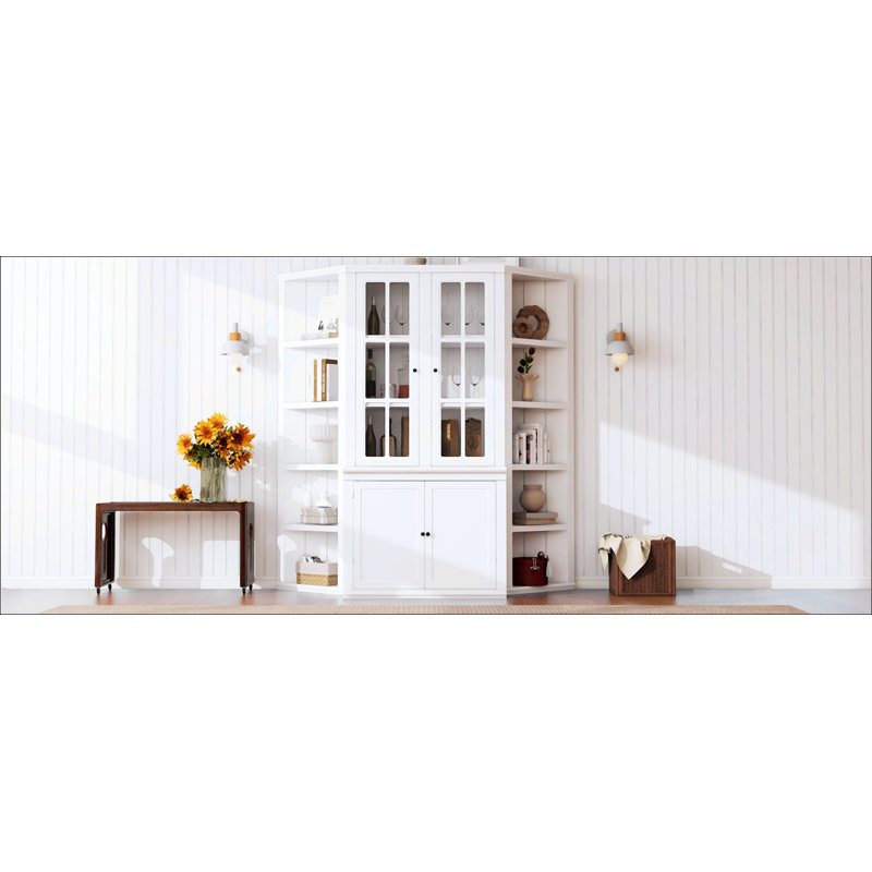 75.25'' Tall Display Cabinet And Two Triangle Sided Bookshelves