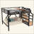 Metal Loft Bed with Storage Stairs, Built-in Wardrobe & Shelves, USB Ports, LED Lights, Noise-Reduced Design for Teens, Students, Dorm & Bedroom-64299110-64299108