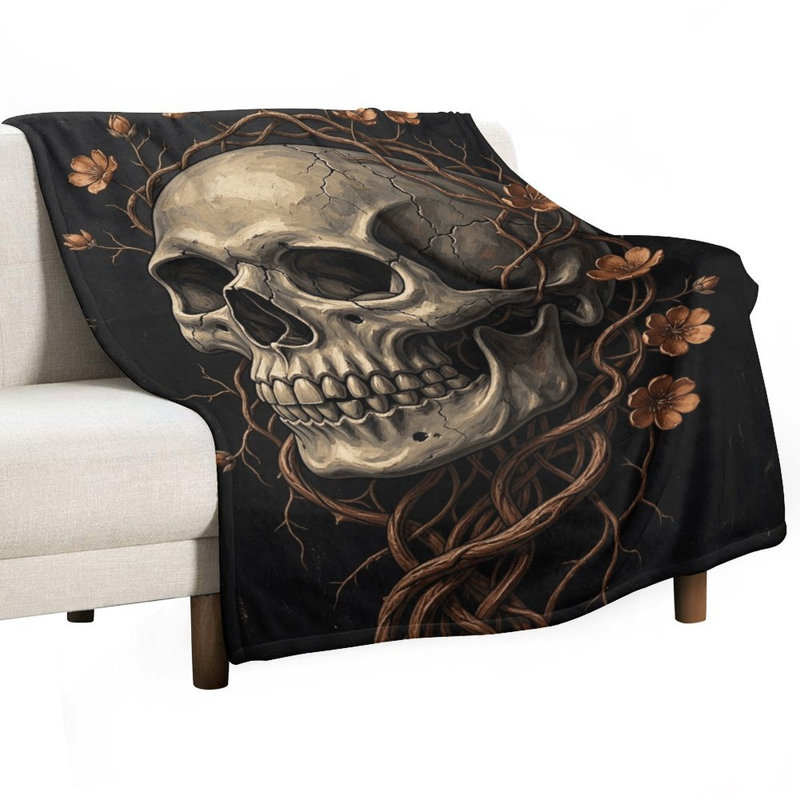 Jeté en flanelle Skull With Vines, 30 po x 40 po