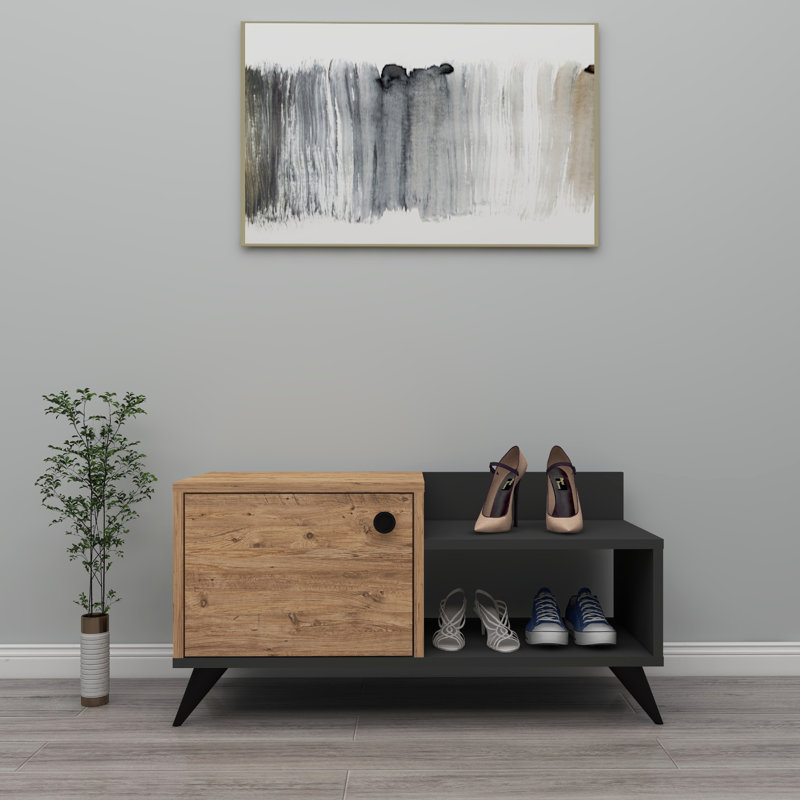 6 Pair Shoe Storage, Beige/Dark Gray
