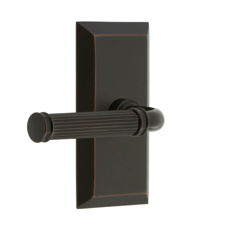 Fifth Avenue Round Double Dummy Door Lever with Rectangle Rosette, Timeless Bronze