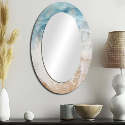 Miroir mural ovale moderne moderne bleu et beige sable I