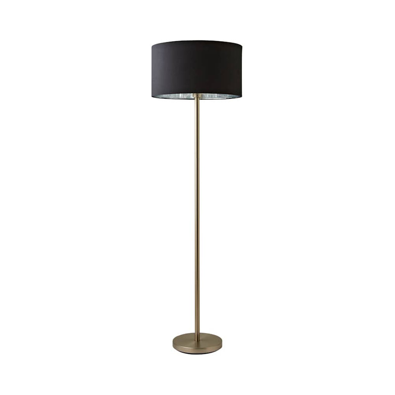 Daryanna 148cm Traditional Floor Lamp, Brushed, No, Black