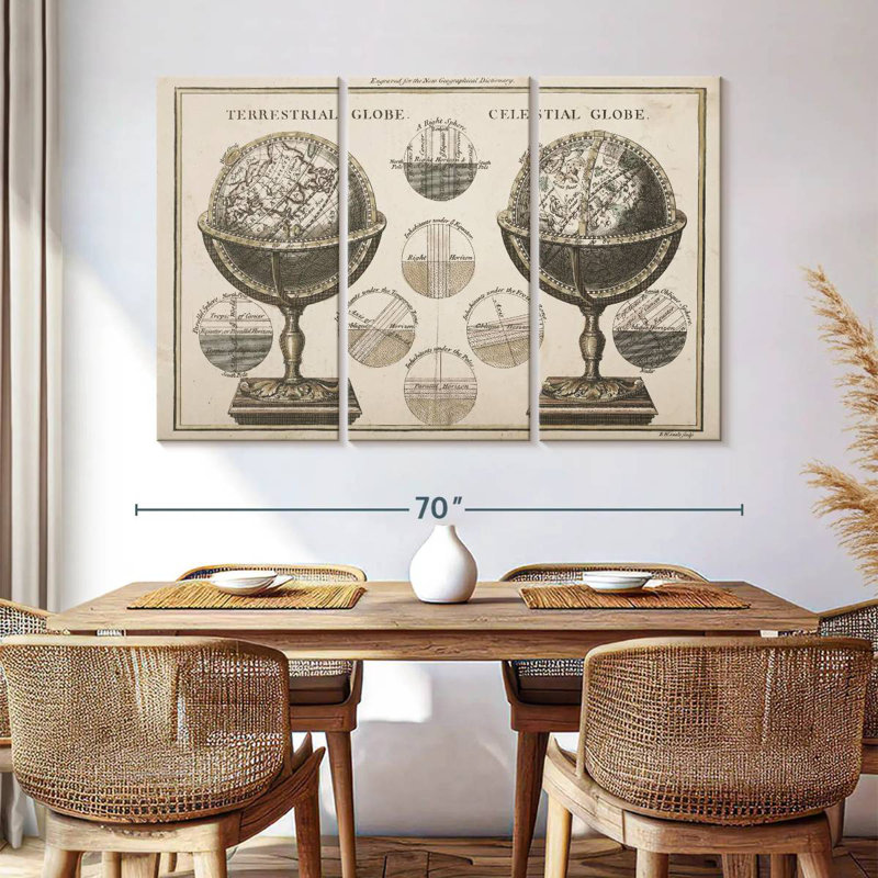 Neutre, globes antiques Oberle, H 24 po x l 38 po