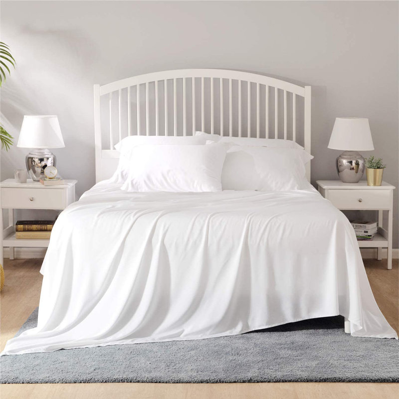 Bamboo Sheet Set, Full Sheet Set + 1 Fitted Sheet + 4 Pillowcases, White