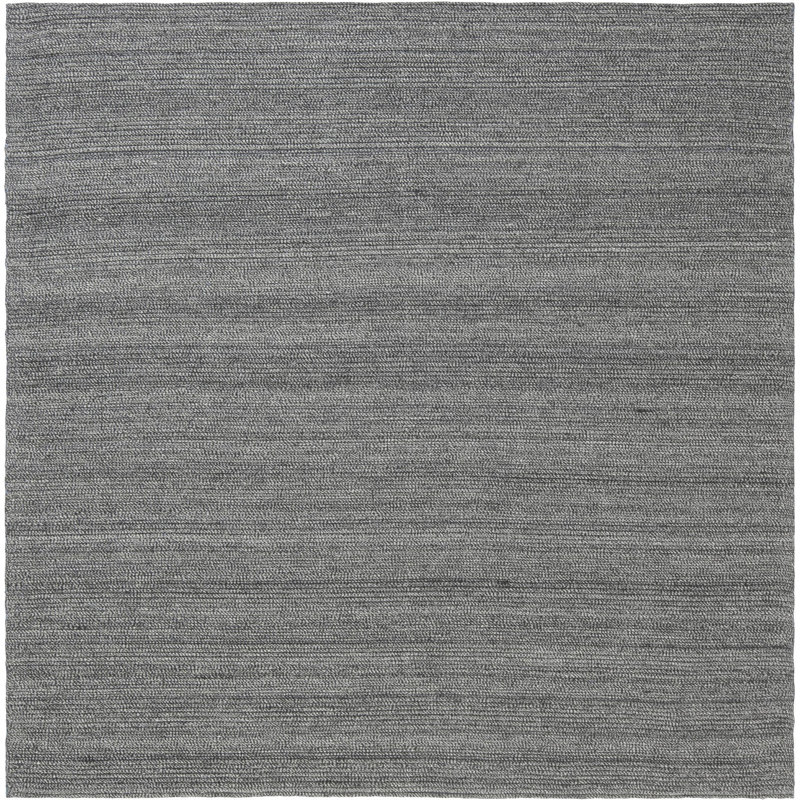 Tapis gris moderne en laine fait à la main 6 pi 6 po x 7 pi 7 po Modern
