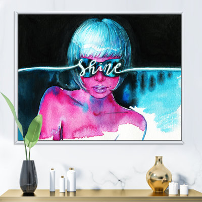 Shine Turquoise Sensual Portrait II - Glam, art mural sur toile