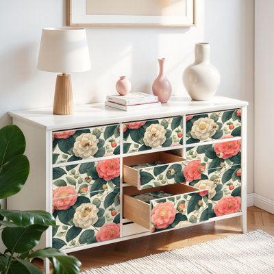 Papier peint auto-adhésif à motif floral auto-adhésif et amovible 17,7 po x 118 po (45 x 300 cm)