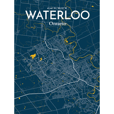 « waterloo city map », reproduction d’impression sur affiche