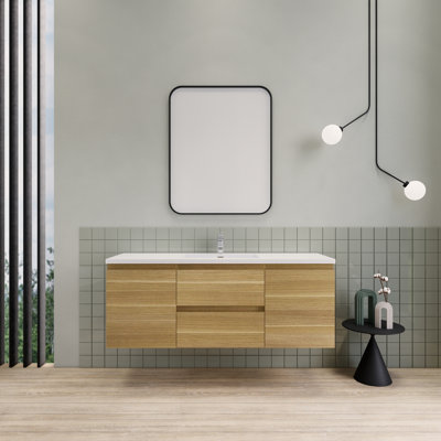 Meuble-lavabo de salle de bain flottant 60 po Alcester Ivy Bronx