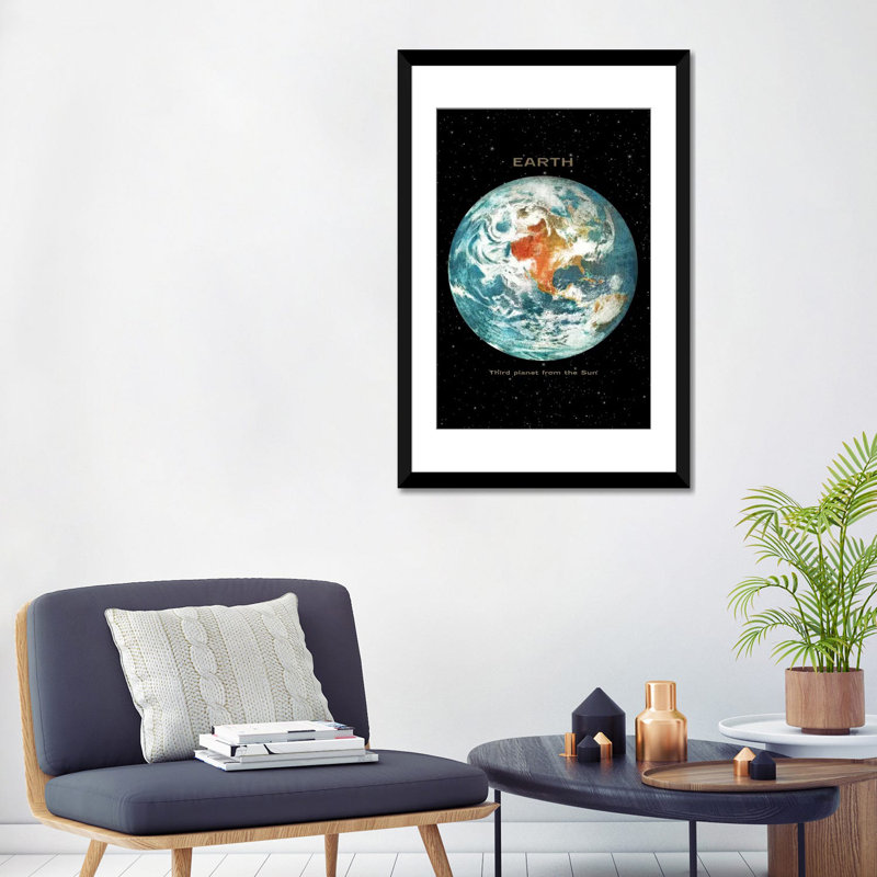«Earth II» par Terry Fan - impression sur toile tendue, H 24 po x l 16 po x P 1 po, Papier d'art encadré noir, Blanc