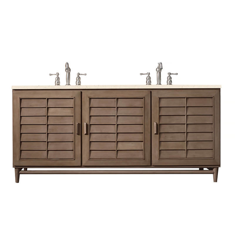Broeder 72'' Double Bathroom Vanity with Top, Charcoal Soapstone, Widespread